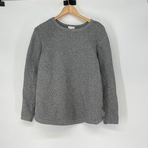 J Jill‎ Gray Long Sleeve Button Detail Round Neck Pullover Knit Sweater Size M